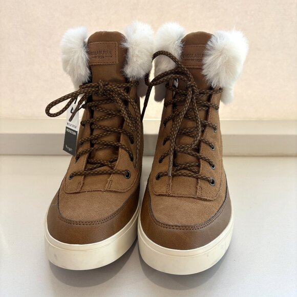 Koolaburra by UGG Ryanna Boots Leather Suede Faux Fur Lace Up Booties Chestnut - Picture 3 of 7